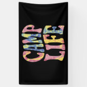 キャンピングサマーガールズキャンプライフタイダイレトロ 横断幕 (縦)