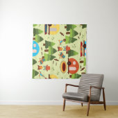 キャンピングシーン、シームレスなヴィンテージパターン タペストリー (インサイチュ(横))