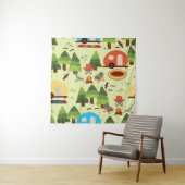 キャンピングシーン、シームレスなヴィンテージパターン タペストリー (インサイチュ)