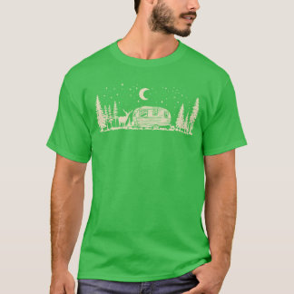 キャンピングシーン ラインアート ギフト Tシャツ
