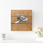 キャンピングジェネリックトイホールウッドデザイン スクエア壁時計 (ホーム)