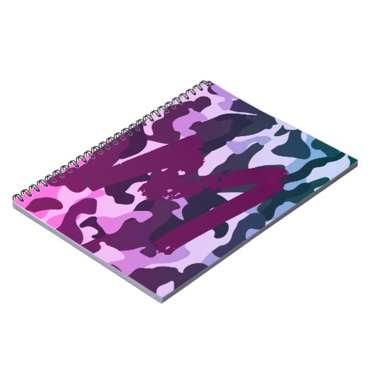 キャンピングジャーナル | イニシャル追加 カモフラージュ キッズ テーン ノートブック (左側)