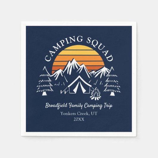 キャンピングスクワッドマッチングファミリーバケーションカスタム スタンダードカクテルナプキン (正面)