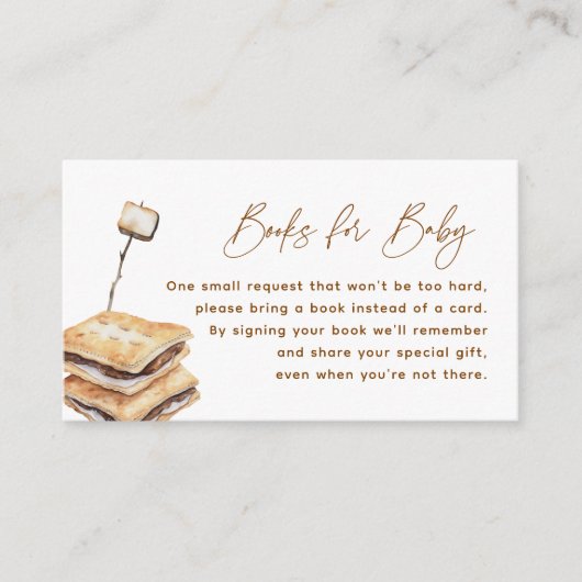 キャンピングスモアおもしろい赤ちゃんシャワーブックベビー エンクロージャーカード (正面)