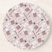 キャンピングスモアマーシュマローズビスケットキャンプファイアピンク コースター (正面)