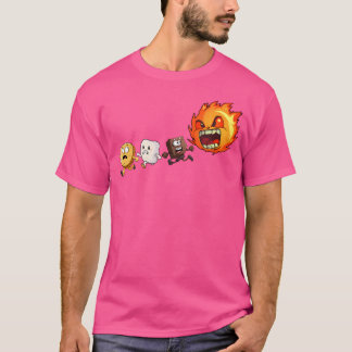 キャンピングスモールおもしろいキャンプファイヤービスケットチョコレートマ Tシャツ