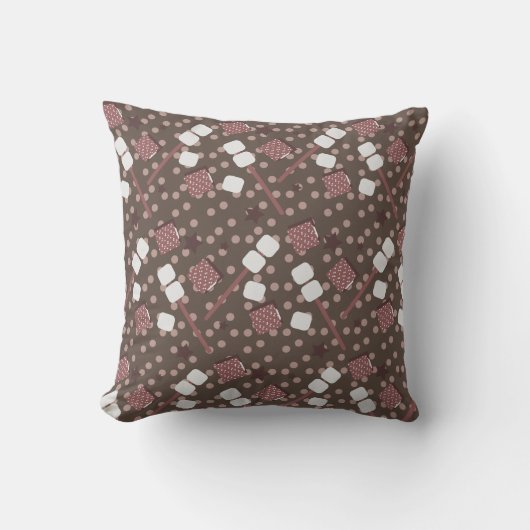 キャンピングスモールマーシュマローズビスケットキャンプファイア クッション (正面)