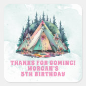 キャンピングスリーポバーバースデーパーティーの好意 スクエアシール (正面)