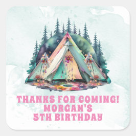 キャンピングスリーポバーバースデーパーティーの好意 スクエアシール