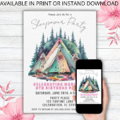 キャンピングスリーポバーバースデーパーティー招待 招待状