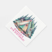 キャンピングスリーポバーバースデーパーティー スタンダードランチョンナプキン (角)