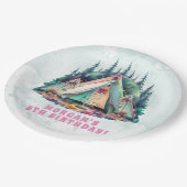 キャンピングスリーポバーバースデーパーティー ペーパープレート (アングル)
