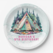 キャンピングスリーポバーバースデーパーティー ペーパープレート (正面)