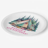 キャンピングスリーポバーバースデーパーティー ペーパープレート (アングル)