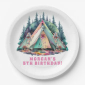 キャンピングスリーポバーバースデーパーティー ペーパープレート (正面)