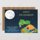 キャンピングスリーポーバーバースデーパーティ招待状 招待状 (正面/裏面)