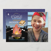 キャンピングズモアパーティーキャンプファイアフォト招待状 招待状 (正面/裏面)