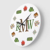 キャンピングズモーレステントファイアーコンパスモノグラム ラージ壁時計 (傾斜)