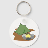 キャンピングテントとキャンプファイアアウトドアアドベンチャー キーホルダー (正面)