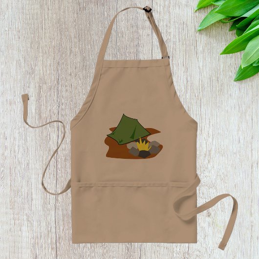 キャンピングテントとキャンプファイアアウトドアアドベンチャー スタンダードエプロン
