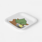 キャンピングテントとキャンプファイアアウトドアアドベンチャー ペーパープレート (傾斜あり)