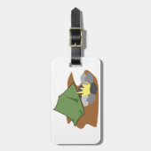 キャンピングテントとキャンプファイアアウトドアアドベンチャー ラゲッジタグ (正面縦)