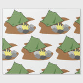 キャンピングテントとキャンプファイアアウトドアアドベンチャー ラッピングペーパー (フラット)