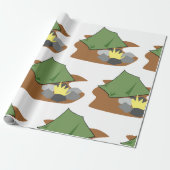 キャンピングテントとキャンプファイアアウトドアアドベンチャー ラッピングペーパー (アンロールド)