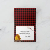 キャンピングテントとキャンプファイヤーと写真ありがとう サンキューカード (内部)