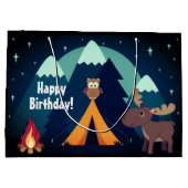 キャンピングテントウッドランドアニマルズマウンテン誕生日 ラージペーパーバッグ (裏面)