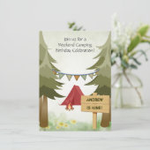 キャンピングテントキャンプファイアウッドランド誕生日 招待状 (スタンド正面)