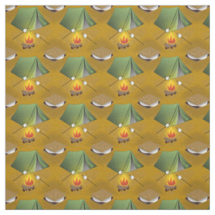 キャンピングテントキャンプファイヤーとスモアパターン ファブリック