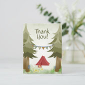 キャンピングテントキャンプファイヤーツリーズウッドランドサンキューサンキュー ポストカード (スタンド正面)