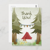 キャンピングテントキャンプファイヤーツリーズウッドランドサンキューサンキュー ポストカード (正面/裏面)