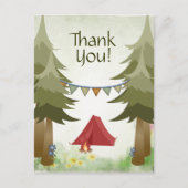 キャンピングテントキャンプファイヤーツリーズウッドランドサンキューサンキュー ポストカード (正面)