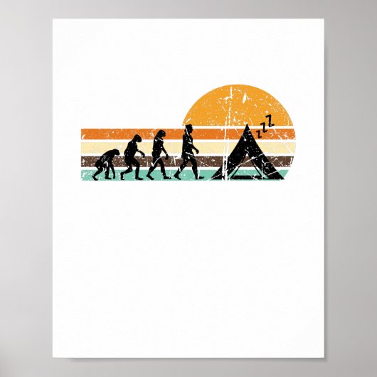 キャンピングテントキャンプレトロ ポスター (正面)