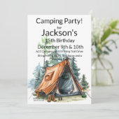 キャンピングテントシーン誕生日 招待状 (スタンド正面)