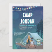 キャンピングテントボンファイアボーイ誕生日招待状 招待状 (正面)