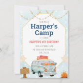 キャンピングテントボンファイアボーイ誕生日招待状 招待状 (正面)