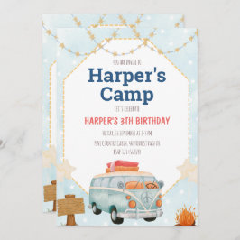 キャンピングテントボンファイアボーイ誕生日招待状 招待状