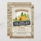 キャンピングテント招待状誕生日キャンプアウトグランピング 招待状 (正面/裏面)