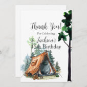 キャンピングテント、シーン誕生日サンキュー サンキューカード (正面/裏面)