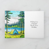 キャンピングテーマのテントインザウッズ誕生日 カード (内部)