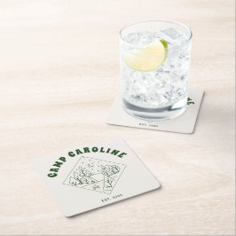 キャンピングテーマの花嫁お披露目パーティー 緑 スクエアペーパーコースター