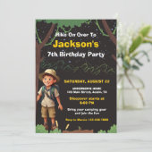 キャンピングテーマアウトドアアドベンチャー誕生日 招待状 (スタンド正面)