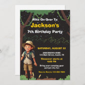 キャンピングテーマアウトドアアドベンチャー誕生日 招待状 (正面/裏面)