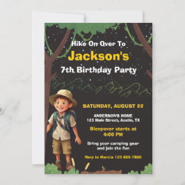 キャンピングテーマアウトドアアドベンチャー誕生日 招待状