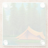 キャンピングテーマアート |湖の森のテント ガラスコースター (裏面)