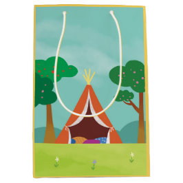 キャンピングテーマ誕生日グディー/抱き枕 ミディアムペーパーバッグ