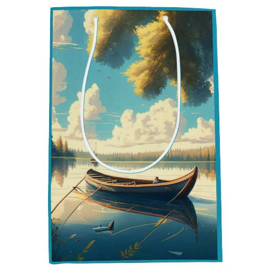 キャンピングテーマ誕生日 ミディアムペーパーバッグ (正面)